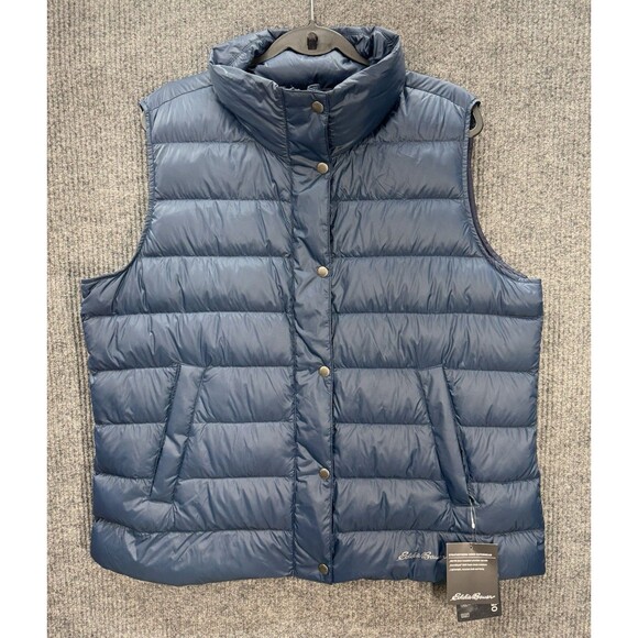 Eddie Bauer 650 FP StratusTherm Down Vest Womens XL Blue Puffer Full Zip NEW - Picture 1 of 11
